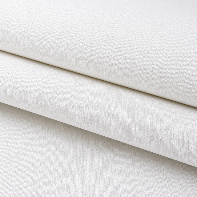 Rolled Deconix Pulpa white printable wallcovering showing its woven textile-effect texture.